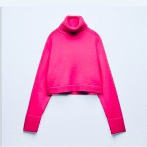Zara HIGH COLLAR KNIT SWEATER Pink